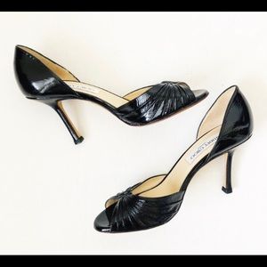Jimmy Choo peep toe D’Orsay leather heels
